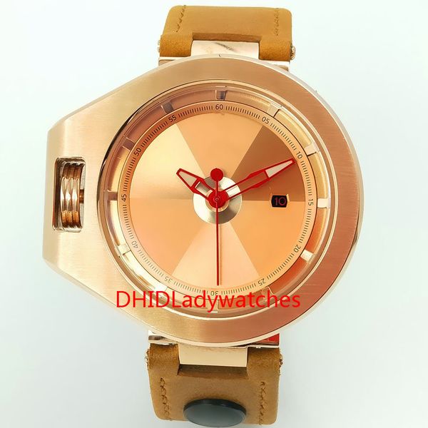 

luxury ladies men's watch quartz electronic movement auto date stainless steel shell brown casual fashion leather strap with box 46mm13, Slivery;brown