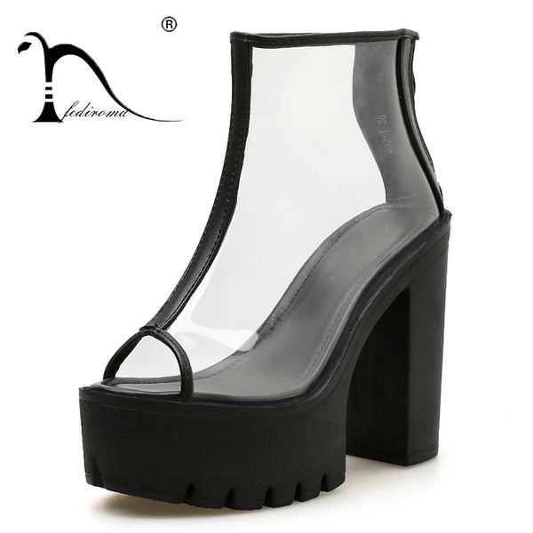 

fediroma 2018 women high heel sandals peep toe sandals paltform ladies summer shoes women pumps size 34-40, Black