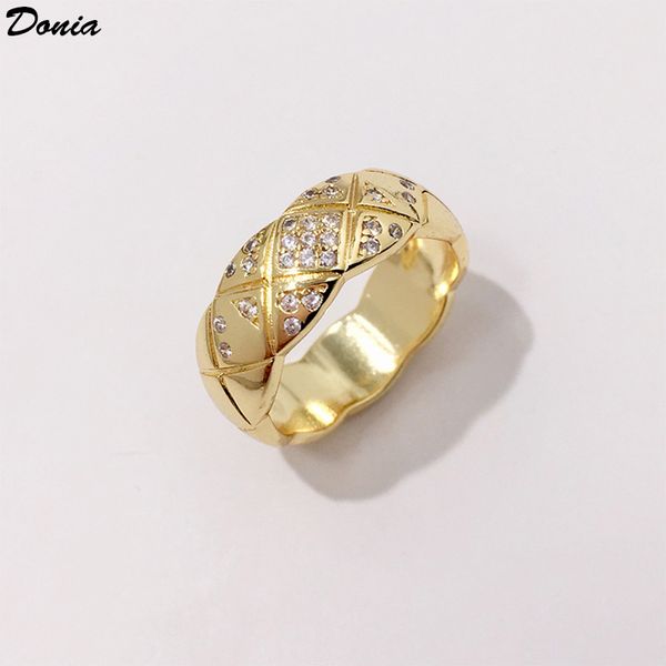 Donia Schmuck, Luxus-Ring, modisch, breitmaschig, Kupfer, Mikro-Intarsien, Zirkon, europäisches und amerikanisches kreatives Designer-Geschenk