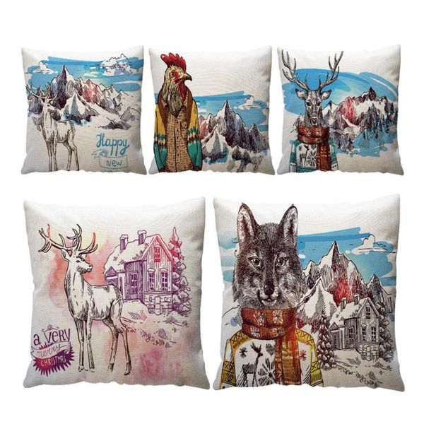 

christmas tree snowman cotton linen cushion case cartoon printed throw pillow cases 2019 xmas decor for home pillowcase 45x45cm