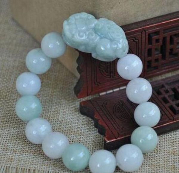 

100% certificado natural esmeralda colgante de jade ~ valientes tropas brazalete pixiu, Black