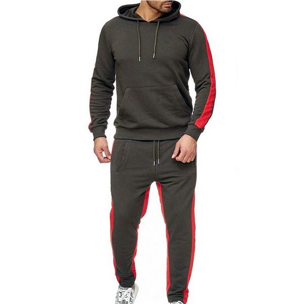 

men hoodies sweatpants 2019 new sport set men's long sleeve hoodies pullover athletic sports jogging sweatsuit for running, Gray