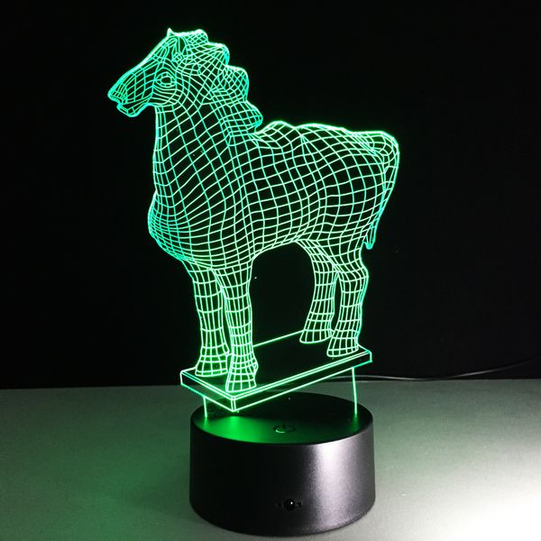 

usb novelty gifts 7 colors changing animal horse led night lights 3d led desk table lamp as home decoration