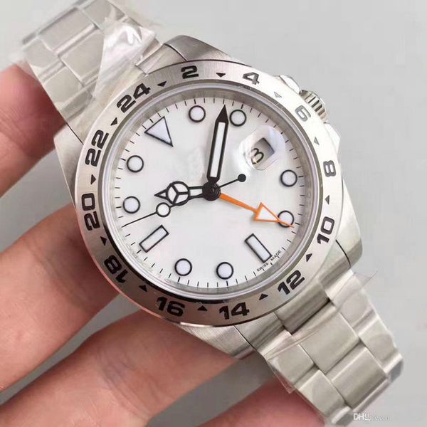 

AAA Luxury Mens Watches Top Brand White Dial Explorer II Ref.216570GMT Format Steel High Quality Automatic Mechanical Watcher Wristwatches