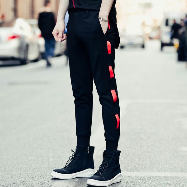 

new 2019 men's clothing trend of korean spring 2019 leisure sweatpants all-match feet pants haren pants costumes, Black