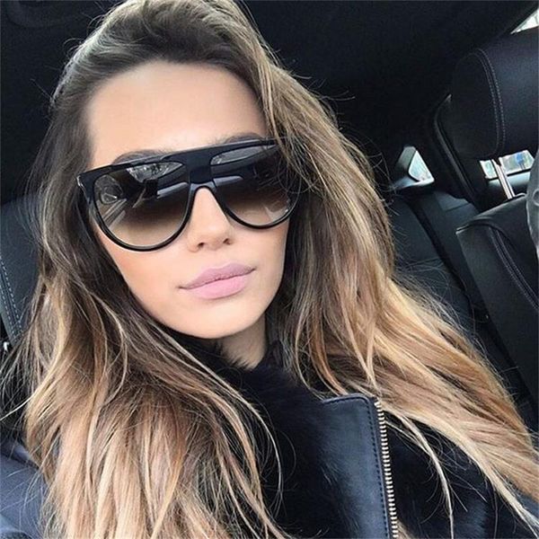

ким кардашян солнцезащитные очки женщины vintage retro flat top крупногабаритные солнцезащитные очки площадь pilot роскошная большой черный