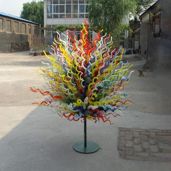 

hand blown lamps tree floor outdoor garden decoration art standing lamp modern multicolor murano glass flower trees sculpture