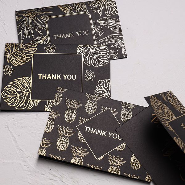 

10pcs/lot creative greeting card set foil rainforest thank you card for birthday christmas with envelope writing gift stationery