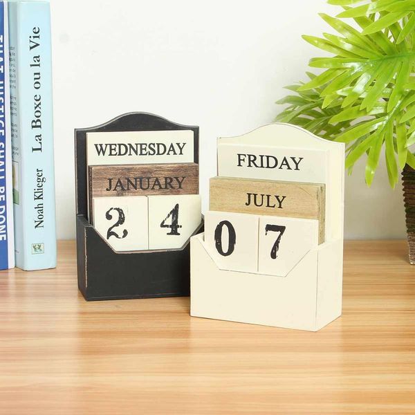 

reusable vintage wooden calendar deskcalendar perpetual wood block office home decor table diy planner retro rustic