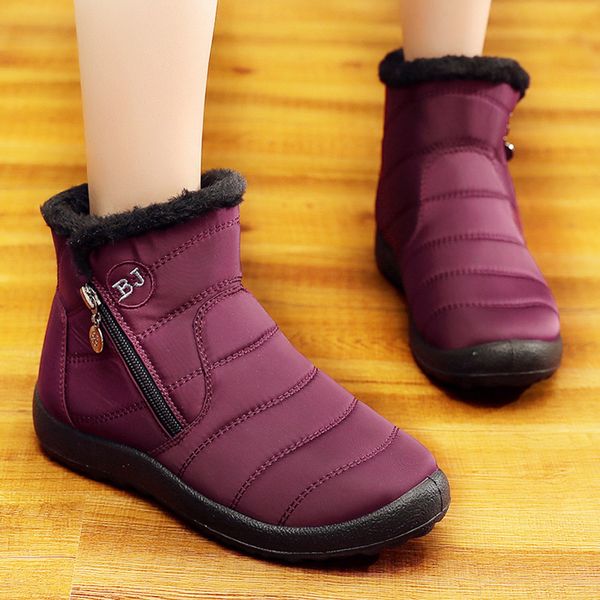 

women boots waterproof snow boots for women winter shoes plus size ankle woman shoes zipper botas mujer for winter booties, Black