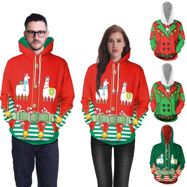 Mens Casual Christmas Printed Long Sleeve Pullover Sweatshirt Hoodie Coat
