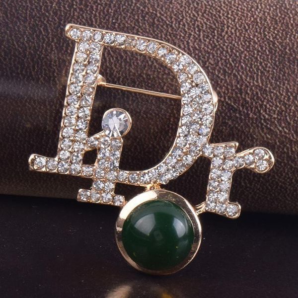 

мода d письмо броши европе и америке ретро кристалл высокого класса брошь контактный одежды ювелирные изделия оптом aa076, Gray