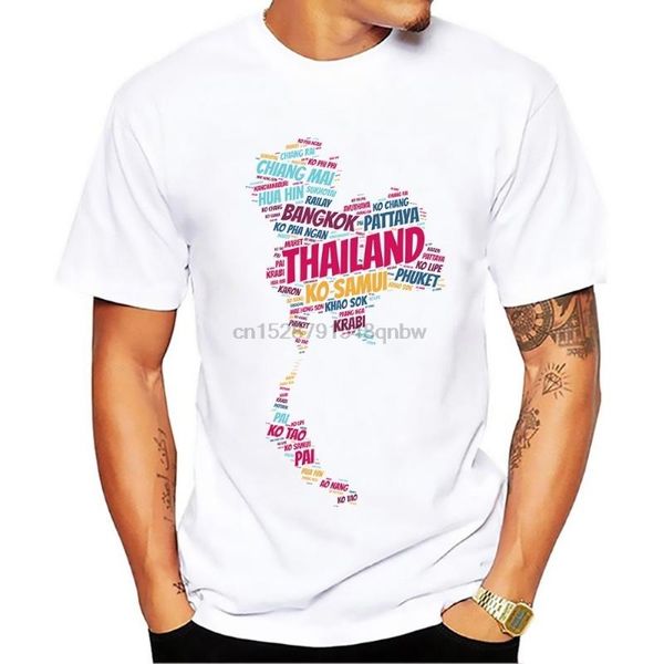 

thailand city name words cloud map tshirt men 2020 summer new white short sleeve casual homme t shirt high definition print, White;black