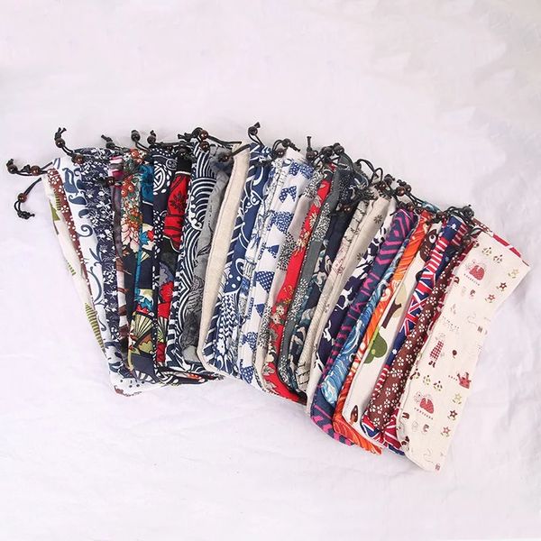 

50 шт. / лот портативные карманы из нержавеющей стали для хранения многоразовые соломенная сумка столовые приборы сумка вилка нож палочки дл