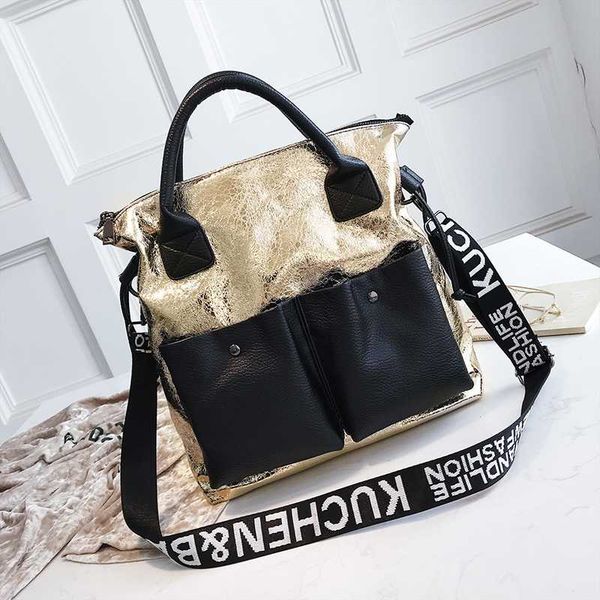 

большой потенциал женщин сумки мода покупки сумка двойной карман девушки вскользь tote барышня сумки на ремне, серебро