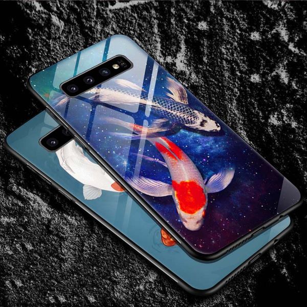 

2019 new case fashion goldfish print shockproof phone case for samsung s10/s10 plus/s10e/m10/m20 protective back cover retro phone case