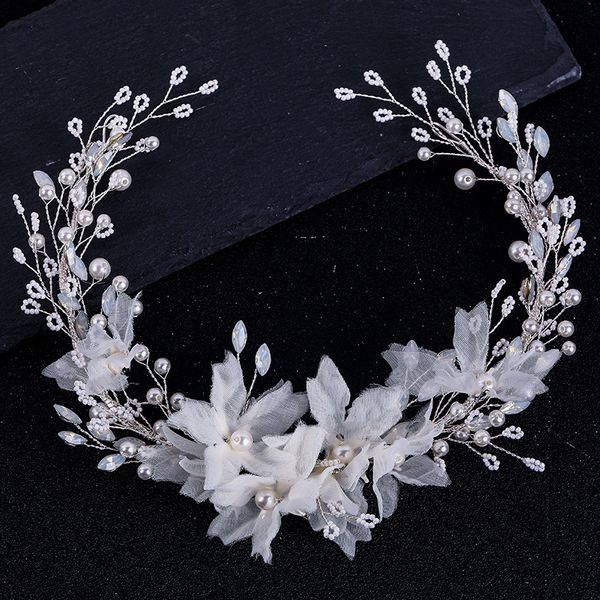 

le liin bridal flower headpiece wedding hair jewelry handmade hair vine bride accessories, Golden;white