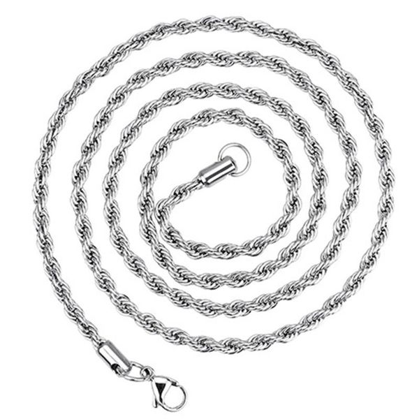 

chains fashion cool silver and gold titanium steel twist necklace men woman