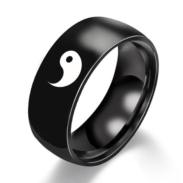 

yin yang couple ring men accessories tai chi pattern lover rings for women vintage jewelry engagement ring female fashion rings, Slivery;golden