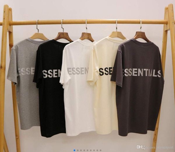 

fog fear of god essentials 3m reflective front and rear short-sleeved men's and women's t-shirt s-xl, Black;brown