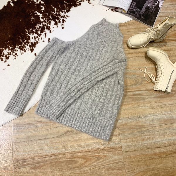 

2019 new ladies fashion long-sleeved casual solid color strapless turtleneck sweater 1108, White;black