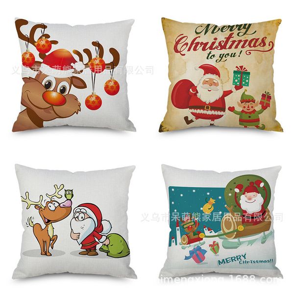 

christmas flax embrace pillow case imitate mabaozhen backrest automobile sofa back cushion cushion santa claus pillow