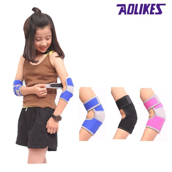 

aolikes 1 pair children elbow support kids elbow protection anti-drop sport safety pad brace keep warm protector, Black;gray