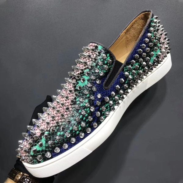 

big size customized men's spike shoes 2020 fashion men casual shoes nightclub wedding shoes loafers 11#25/20d50, Black