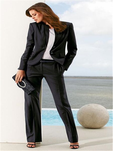 Acheter Noir Uniforme De Bureau Femmes Costume Daffaires Femmes Pantalons Costumes 2 Pièce Costumes Smokings Pour Mariage Tenue Blazer Sur Mesure De