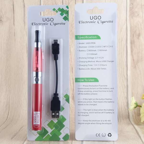 

ugo-t starter atomizer vaporizer kit 650mah cigarette pen battery case electronic ego e cig clearomizer 1.6ml vape ce4 blister dhl cehvh