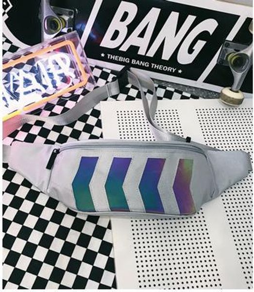

2020 newset trendy cool reflective oblique cross waist bag fashion wild shoulder bag
