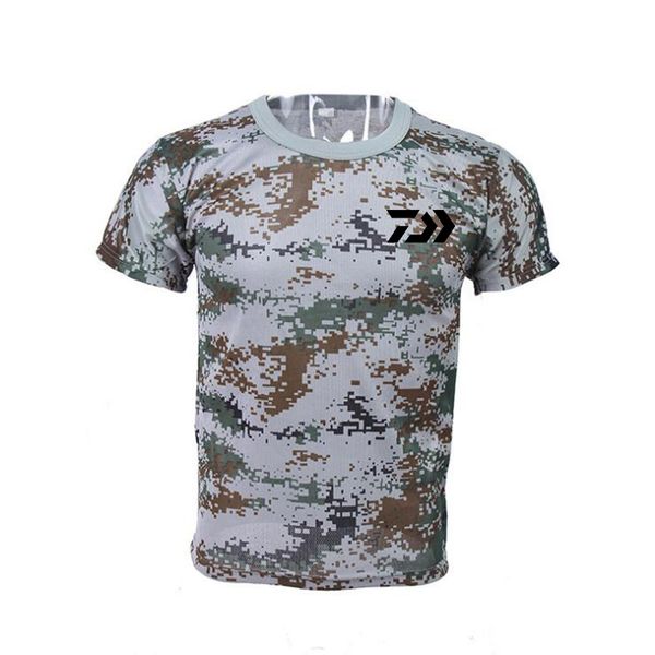 

4 color outdoors fishing clothes camouflage short sleeve quick-drying breathable anti-uv sun protection wicking shirt, Gray;blue