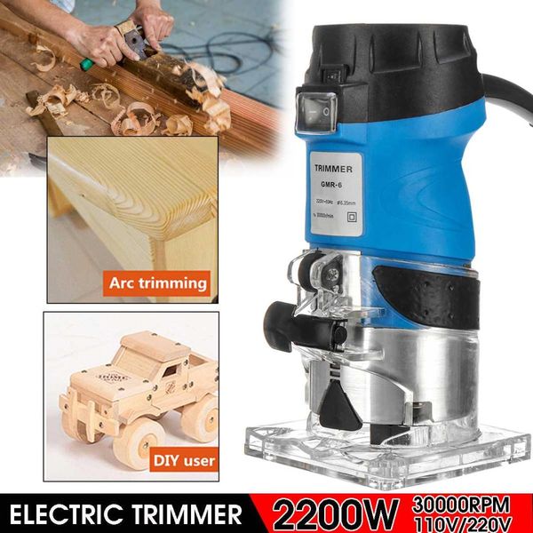 

6.35mm 50hz 110v 220v 2200w electric hand 30000r/min trimmer wood laminator router joiners power tools for woodworking