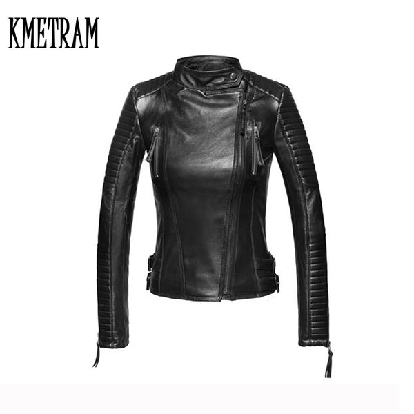 

2017 100% sheep skin jacket zipper plus size parka fashion trendy slim leather jacket women coat casaco feminino gq1296, Black;brown
