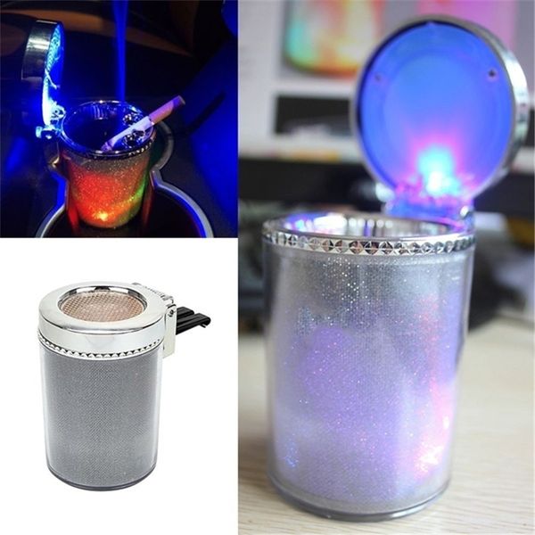 

car ashtray for cup holder car air vent cigarette ashtray with led light color changing and cover for cars