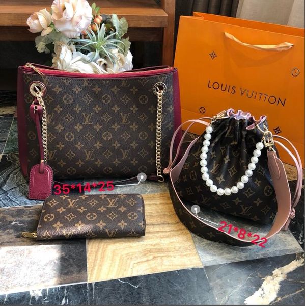 

2019 three-piece fashion new designers handbag classic selling style real cow high leather tote bag shoulder shopping