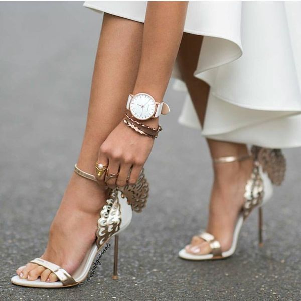 

evangeline angel-wing highstudded leather sandals with fine heel sandals eur size 34-42, Black