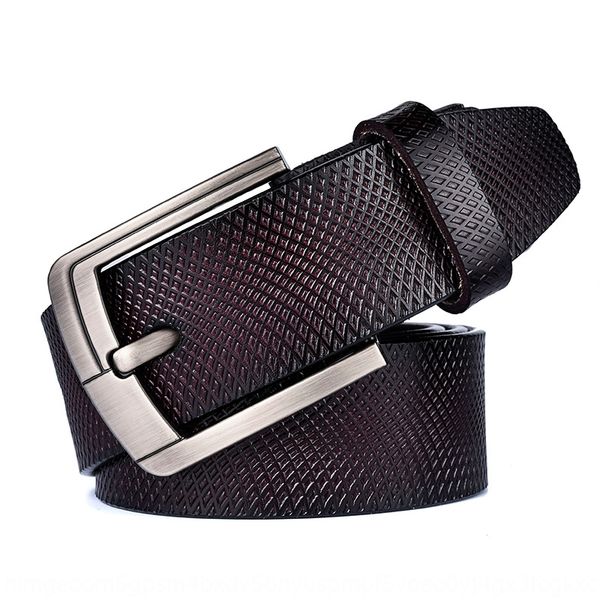 

cowhide men's pin buckle leather casual naked pin belt men's non-stitching belt belt, Black;brown