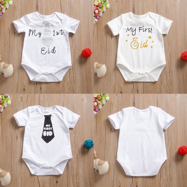 

2020 summer infant baby girls boys short sleeve letter pattern print jumpsuits kids bodysuit outfits casual sunsuit, Blue