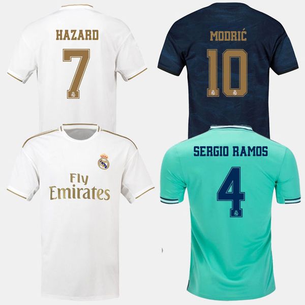 

2019 2020 real madrid thailand soccer jersey home away third #7 hazard soccer shirt #20 asensio isco marcelo madrid 19 20 football shirts, Black;yellow