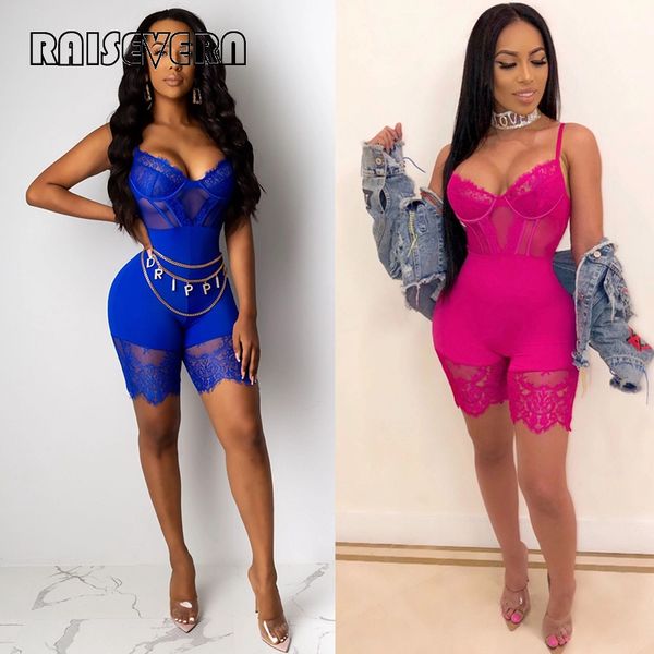 

кружева комбинезон bodycon женщины bodysuit v шеи вскользь rompers выдалбливают womens комбинезон 2019 clubwear sexy short легкий костюм с ш, Black;white