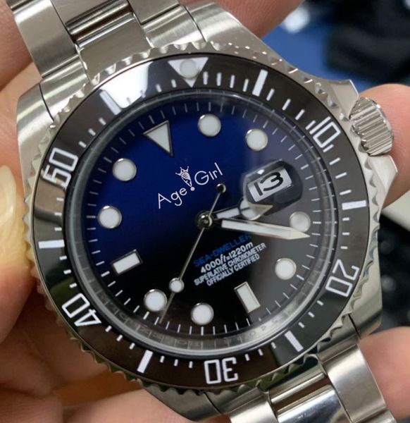 

new men stainless steel automatic mechanical black blue green ceramic bezel sapphire heavy watch limited 43mm, Slivery;brown