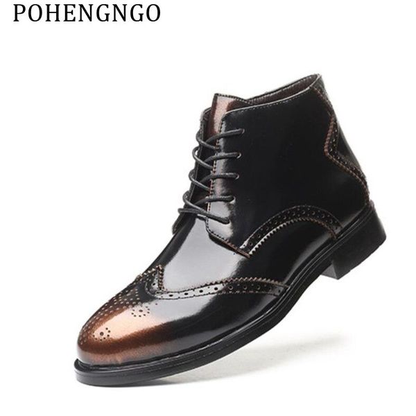 

2019 new large size men bullock boots british retro casual high help boots lace-up pointed winter men motorcycle, Black