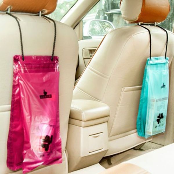 

50pcs portable car sealable garbage bag auto seat back hanging trash bin trash bag storage car interior accessories