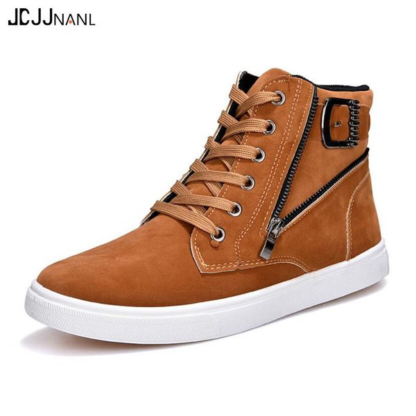 

2018 autumn and winter new men's boots belt buckle tide men's shoes korean high shoes england wind casual, Black