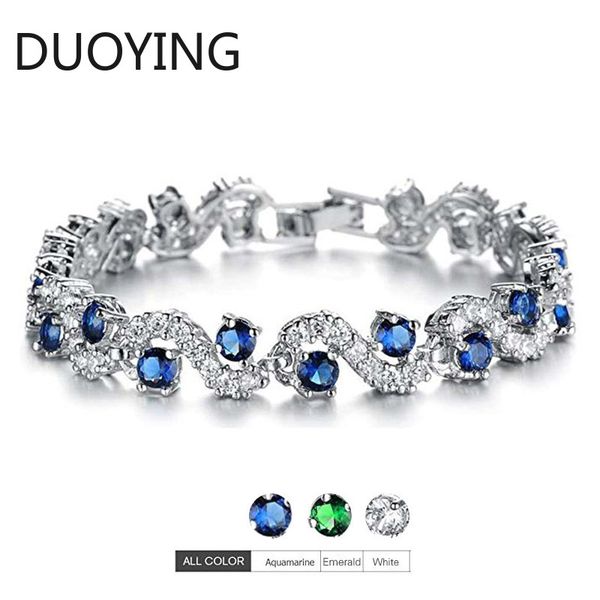 

новая мода синий браслет + цирконий теннис браслеты подарки для женщин свадебные кристалл браслет ювелирные изделия, Black