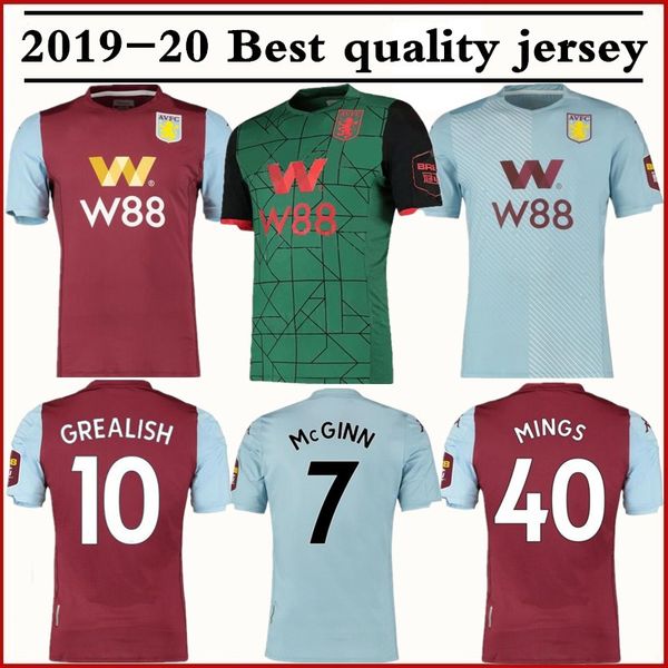 

2019 2020 grealish aston villa third soccer jersey 19 20 home away football shirt wesley el ghazi mcginn douglas luiz mings maillots foot, Black;yellow