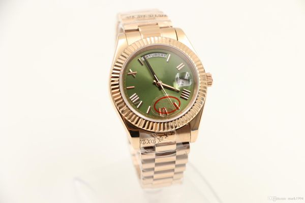 

style 228235 gold daydate 40mm self-winding mechanical movement 228238 champagne dial fluted bezel concealed folding crown clasp mens watch, Slivery;brown