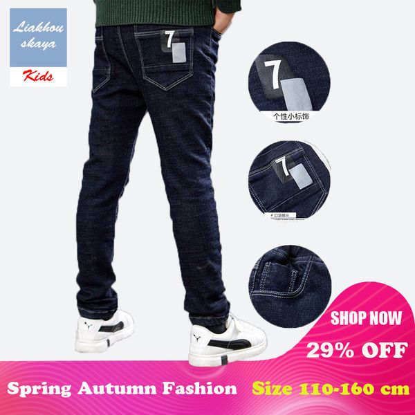 

liakhouskaya spring autumn jeans for boy pants kids 2019 new fashion teenager trousers denim warm pants children korean clothes, Blue