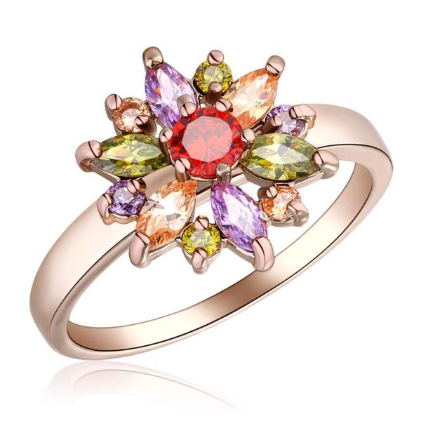 

onevan fashion silver/rose gold rings for women wedding luxury sun flower colorful crystal cz ring fine jewelry femme girl gifts
